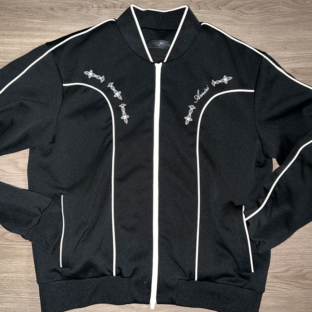 Men’s Amiri Piped Western Track Jacket Black/White XXL
